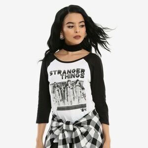 Netflix Stranger Things Black and White Graphic Tee